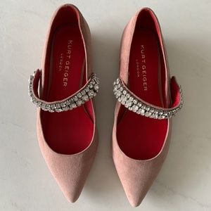 Kurt Geiger Kingly Embellished Suede Ballet Flats